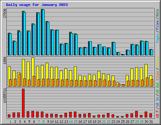 Daily usage for January 2023